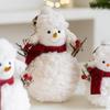 Cartoon Scarf and Hat Snowman Figurine Plush Toy Cartoon Festival Snowman Stuffed Dolls Winter Christmas Desktop Decors