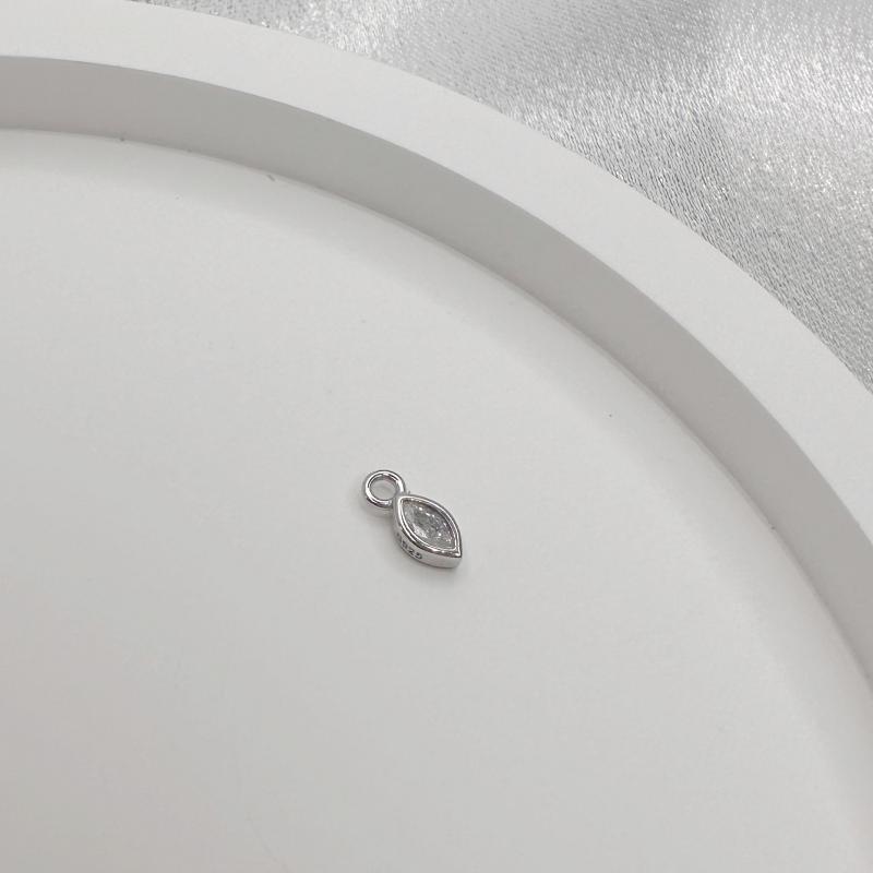 S925 Silver Mini Water Droplet Heart Round Pendant Charms Zircon Pendant Accessories for Necklace Jewelry Making SD12