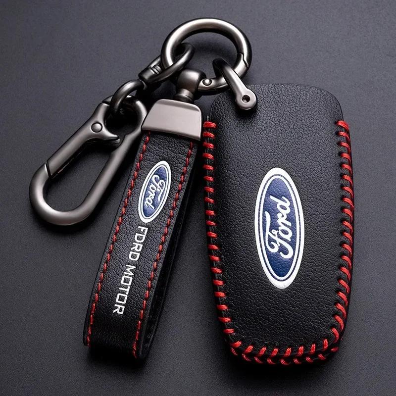 Autoaufkleber 2026 Ford Neu 2025 Heiß Neu Leder Auto Smart Key Hülle Für Ford Fusion Explorer Edge Mustang Mondeo Kuka Personalisiert