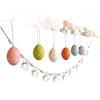 Pastoral Easter Rabbit Hanging Ornament: Handmade Wooden Bead Wreath for DIY Party Decoration