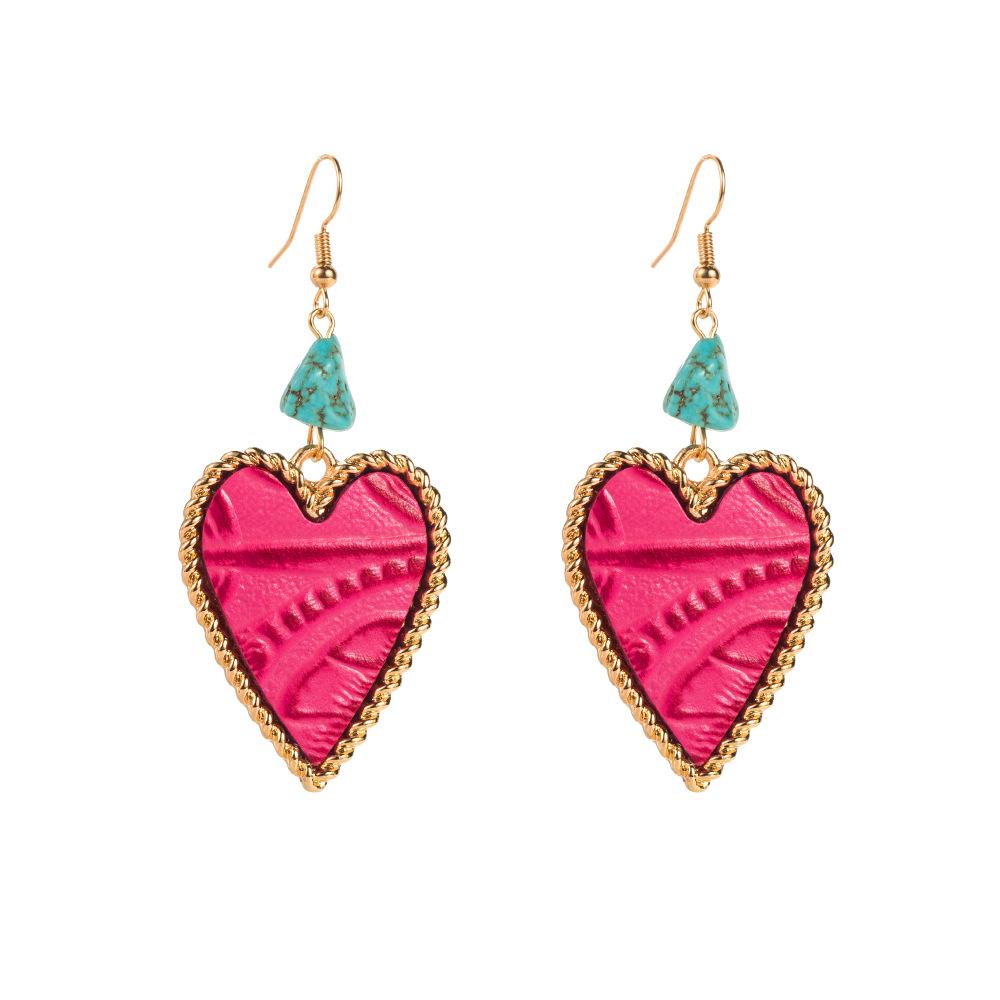 

Alloy Printed Gemstone Stud Earrings - Elegant and Sophisticated Women s Jewelry with A Heart-shaped Design рожевий червоний колір