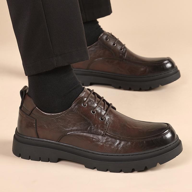 Mode Läder Herr Casual Skor Snörning Oxfords Herr Nya Trendiga Man Vulkaniserade Skor Bekväma Allround Herr Oxfords Business Skor Skodon