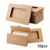 50 Buste Kraft con Finestra Design Pieghevole Ideali Per Cartoline Regalo Inviti Matrimoni Biglietti da Visita e Biglietti d'Auguri