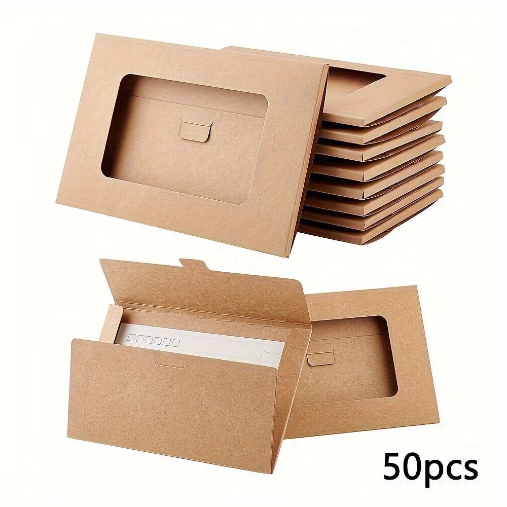 50 Buste Kraft con Finestra Design Pieghevole Ideali Per Cartoline Regalo Inviti Matrimoni Biglietti da Visita e Biglietti d'Auguri