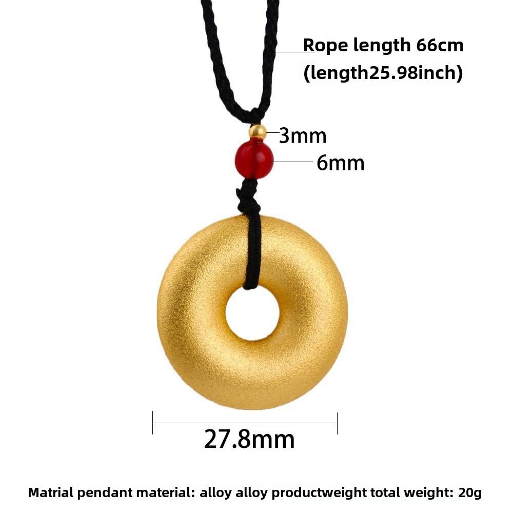 Náhrdelník s přívěskem z pískového zlata Buddha Dragon Yellow Gold Černý provazový řetízek na krk