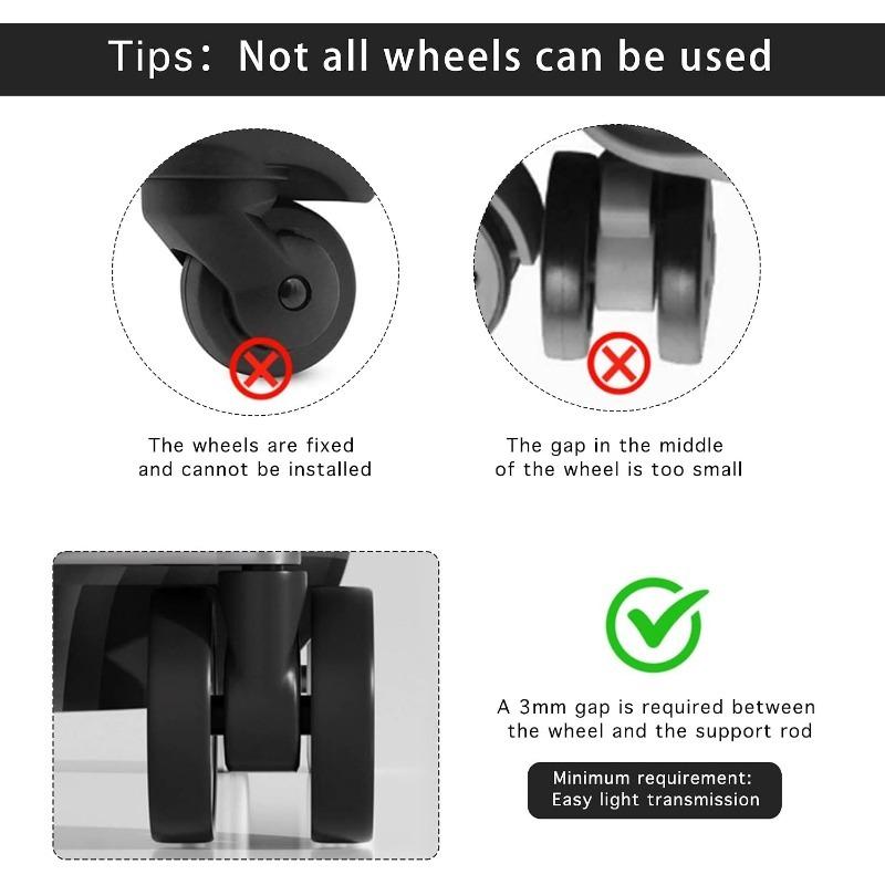 Set of 8 Silicone Wheel Covers for Luggage Suitcase Wheels Protection Mute Non-Slip Waterproof for Office Chairs and Most 8 Spinner Wheels (Black),