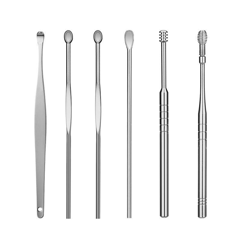 6Pcs Silver Stainless steel ear cleaning kit earwax cleaner tools