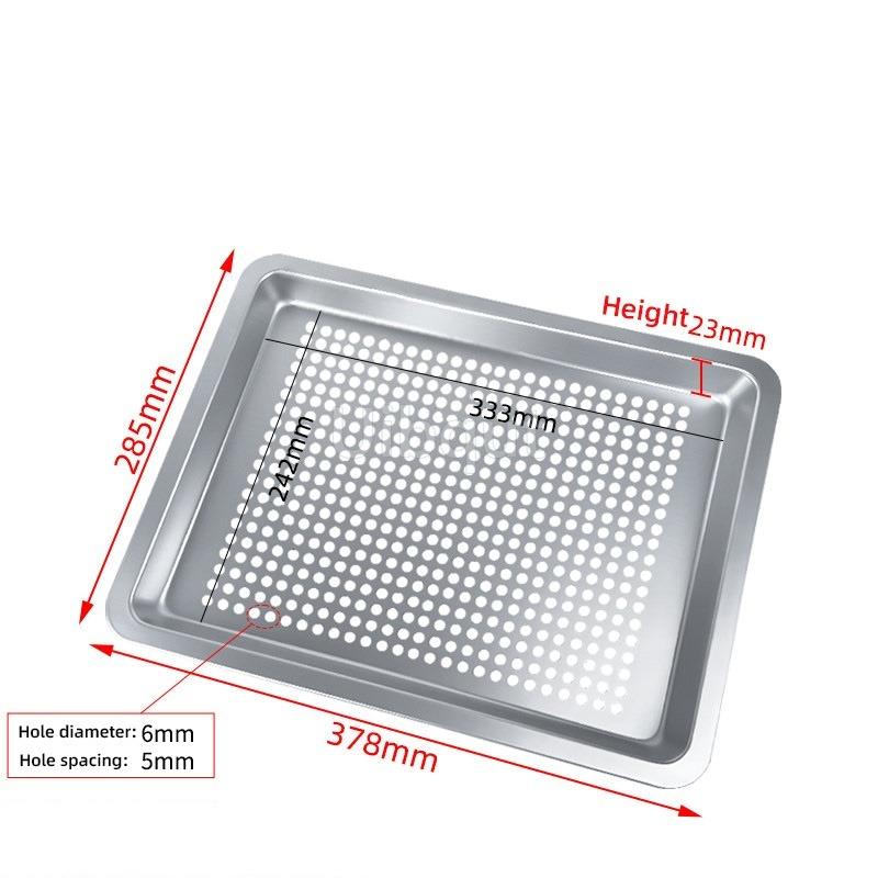 304 Stainless Steel Steamer Tray Kitchen Oil Draining Pan Rectangular Perforated Tray Commercial Oven Steamer Liner Steaming Pan