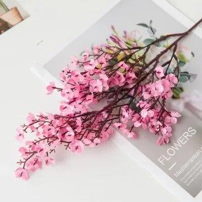 Цветы вишни Искусственные цветы Гипсофила Ландыш Искусственные цветы DIY Свадьба Украшение для вазы Дома Искусственные цветы Ветка розовый