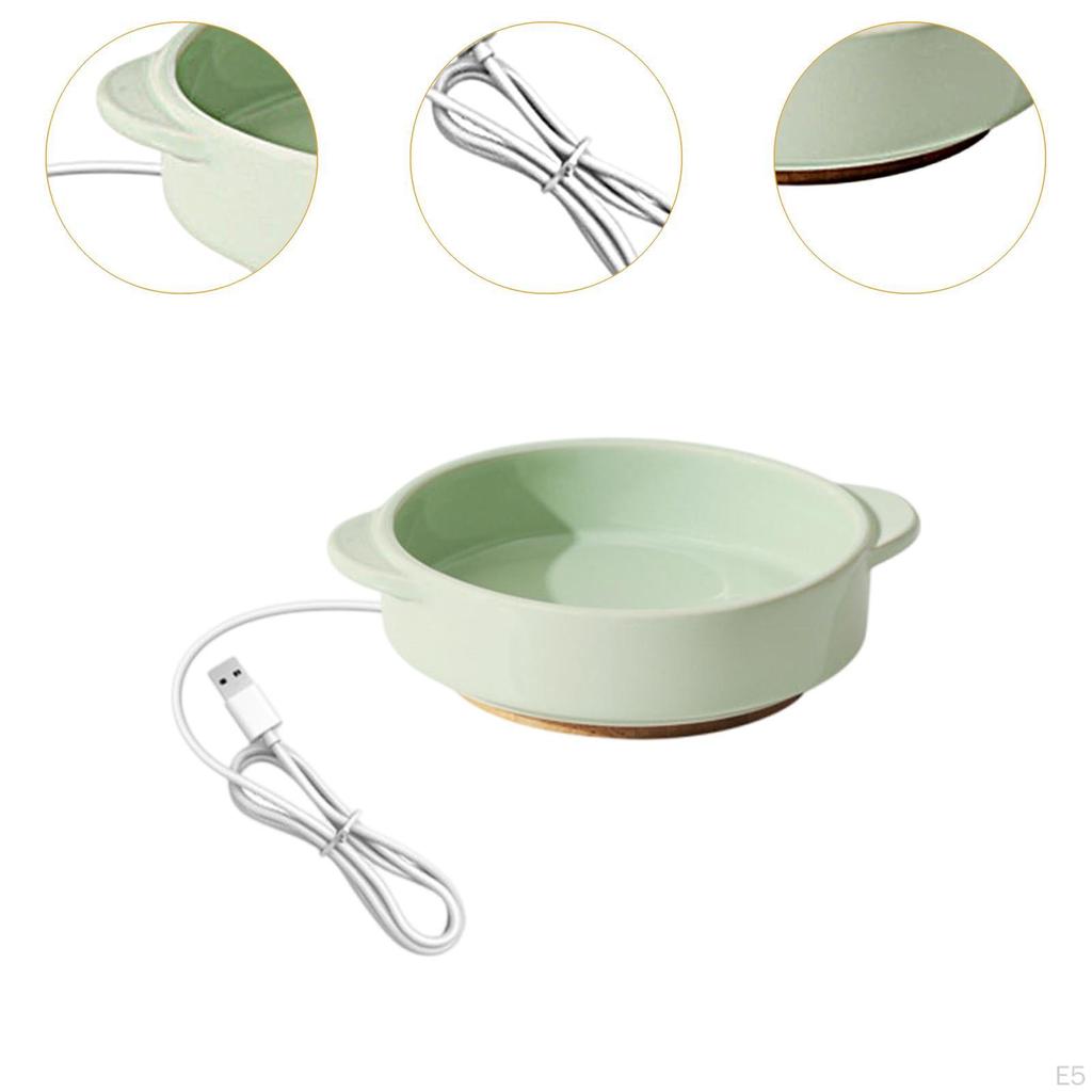 Pet Heated Bowl Ceramic Waterer Elevated Cat Dog Feeding for Winter