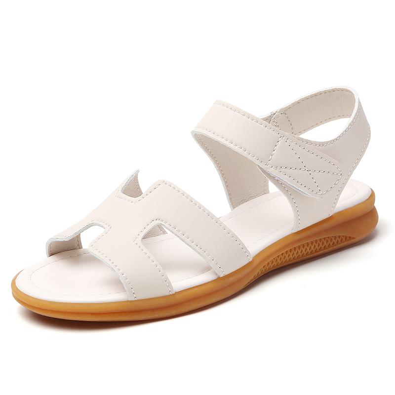 Women Black Sandals Summer White Dressy Open Toe Casual Flats Sandals Plus Size