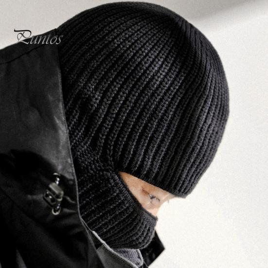 Men Winter Hat Knitted Thick Stretchy Piled Hat Solid Color Ear Protection Multiple Folding Styles Warm Daily Wear Cap Outdoor Skiing Skating Headwear