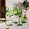 Retro Green Crystal Whiskey Glass Designer Vertical Pattern Goblet Vintage Wine Cup for Home Use Ice Cream Serving
