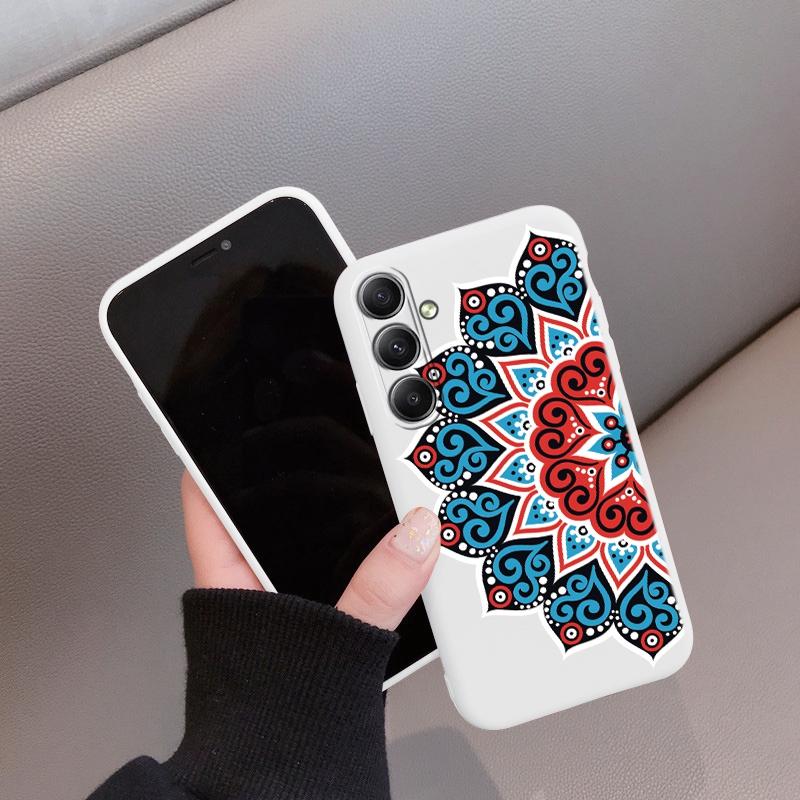 

Мягкий силиконовый чехол с кружевным цветком для iPhone Xiaomi Redmi Note 13 14C 15 Samsung A55 A35 M35 S24 FE S25 Huawei Honor Camera Защитный противоударный чехол iPhone 13 Mini белый