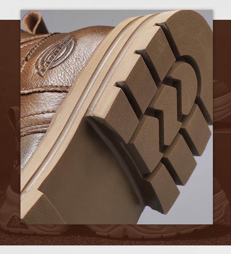 Men's Genuine Leather Martin Boots - Thick Sole, Plus Size, Outdoor Casual Work Boots for Fall/Winter