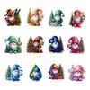 Indoor Party Wall Decorations 12Pcs Christmas Gnome Hanging Ornaments 2D Flat Colorful Pendants Acrylic Xmas Tree Gift Exchange Ideas with Chain for