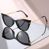 Elegant Retro Cat Eye Clear Lens Glasses for Women - Purple Gradient Frame with Gold Metal Arms, Fashion Eyewear for Daily Wear