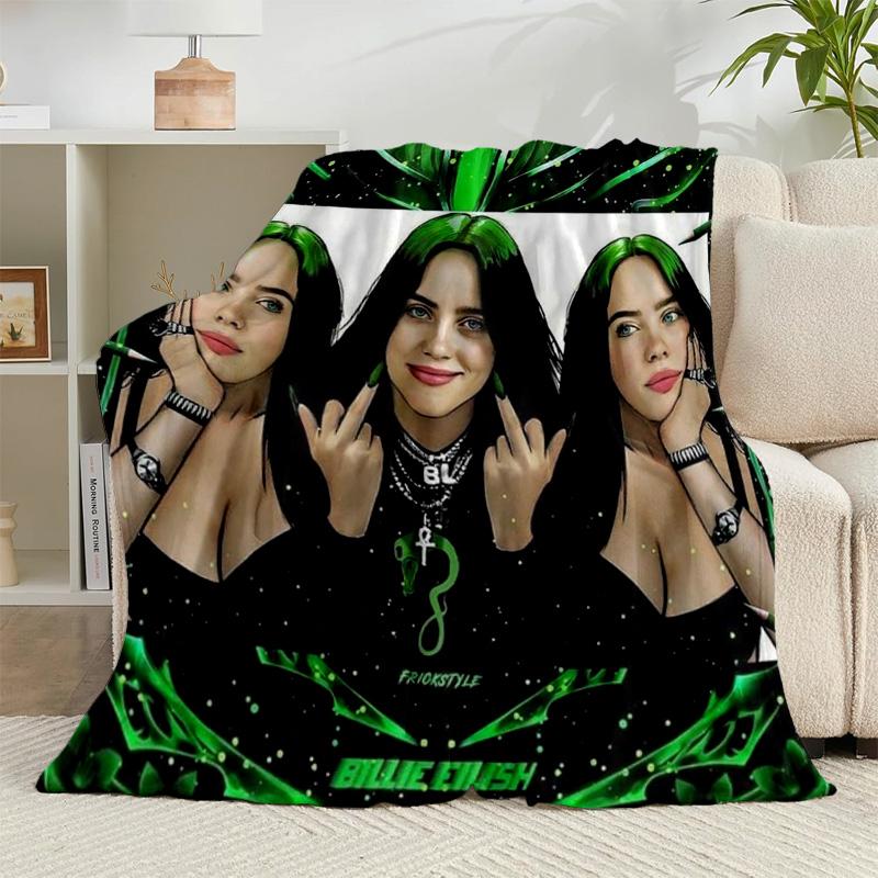 1PC Bi-llie music Artwork Flannel Blanket Gift, Suitable for Both Men And Women, Soft Ideal for Beds And Sofa, Birthday Or Christmas Gift