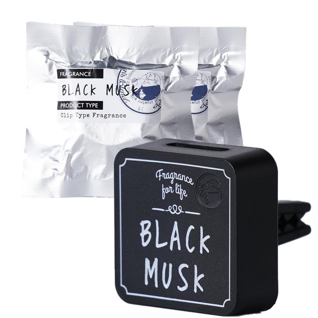 John's Blend OA-JON-33-10 Car Refill Set, Air Conditioner Vent Black Musk, Clip-on