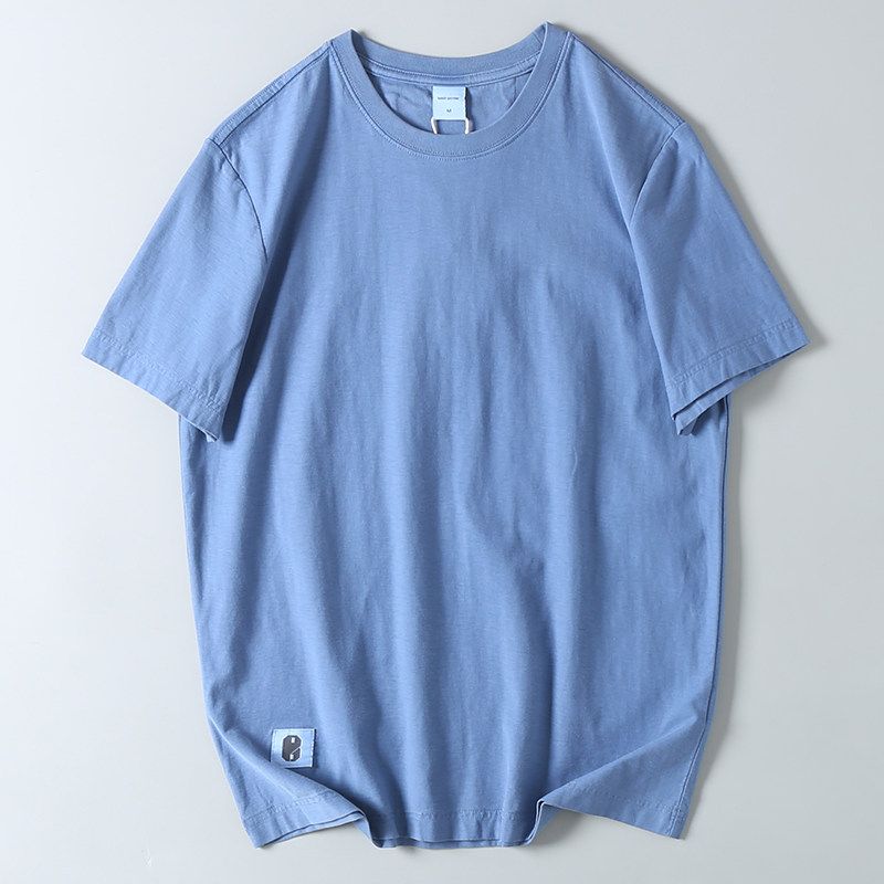 from Foreign Trade Export: Men's American Retro Short-Sleeve T-Shirt, Summer Pure Cotton, Vintage-Style, Round Neck, Solid Color, Loose Fit, Trendy