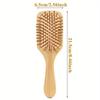 Wooden Bamboo Paddle Hair Brush Natural Air Cushion Scalp Massage Comb Detangling Anti-Static Hairbrush For Real Hair Wig