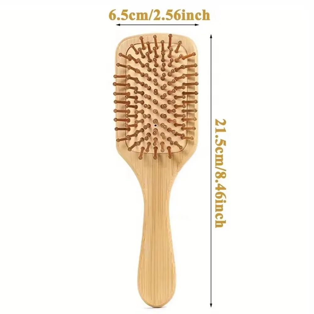Wooden Bamboo Paddle Hair Brush Natural Air Cushion Scalp Massage Comb Detangling Anti-Static Hairbrush For Real Hair Wig