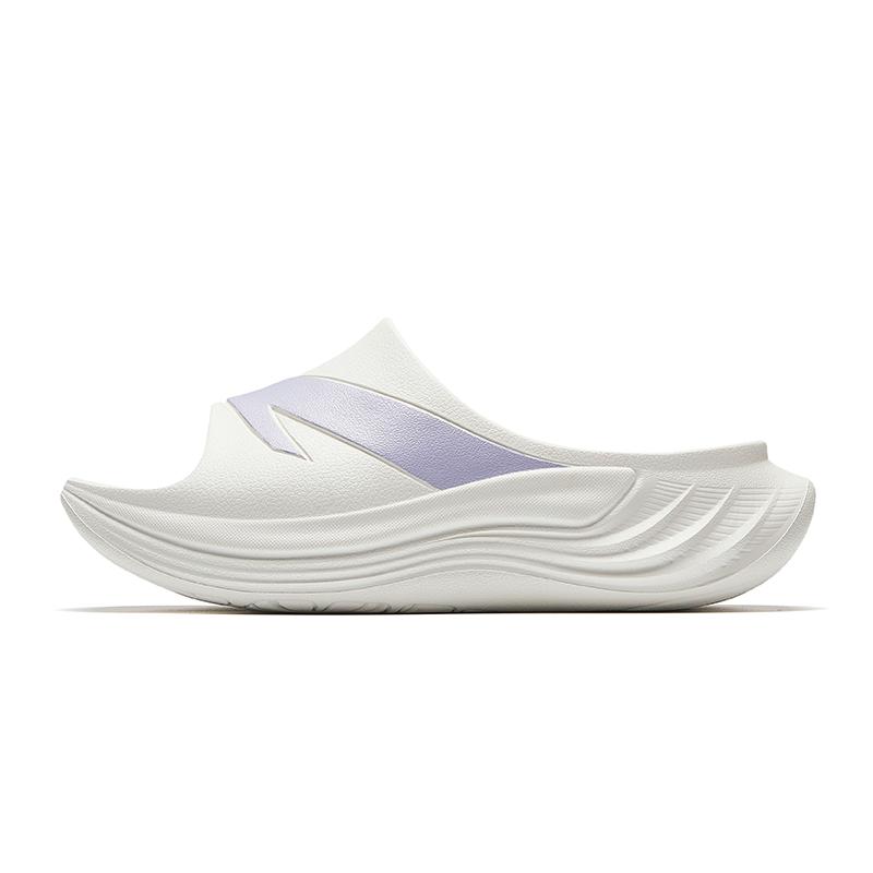 Anta Classic Trendy Basic Casual Versatile Soft Sole Comfortable Beach Non-Slip Slide Sandals Women Footwear White Purple 122538528R-1