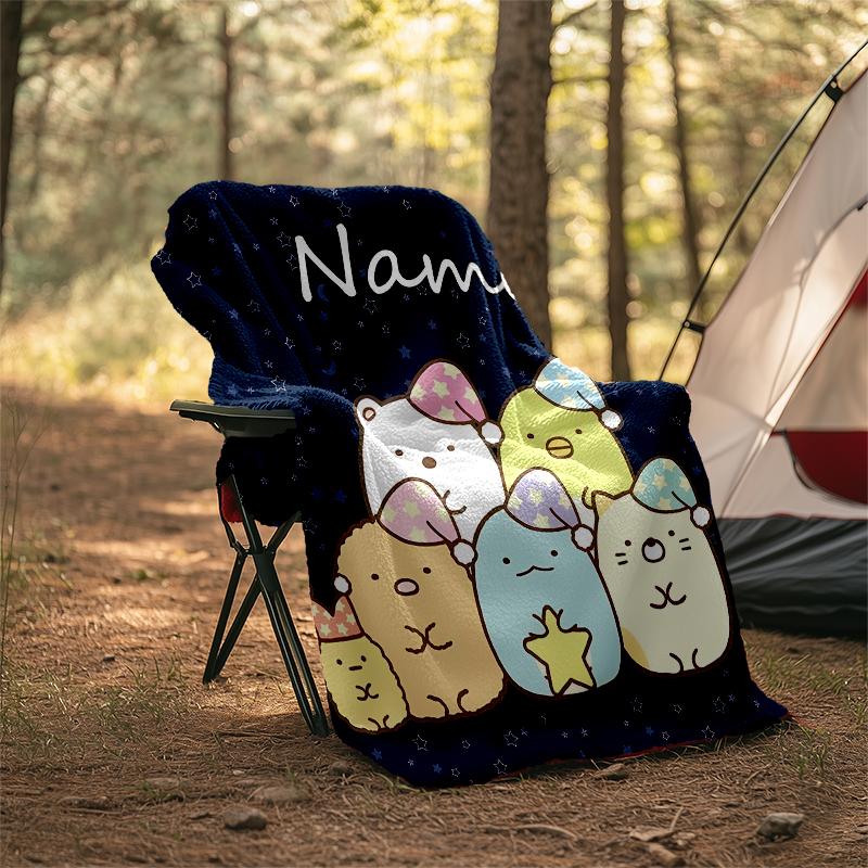 Personalized Custom Name Blanket - Sumikko Gurashi Print Design,Blanket for Sofa,Bed,Travel,Camping - Soft and Warm, Great Gift