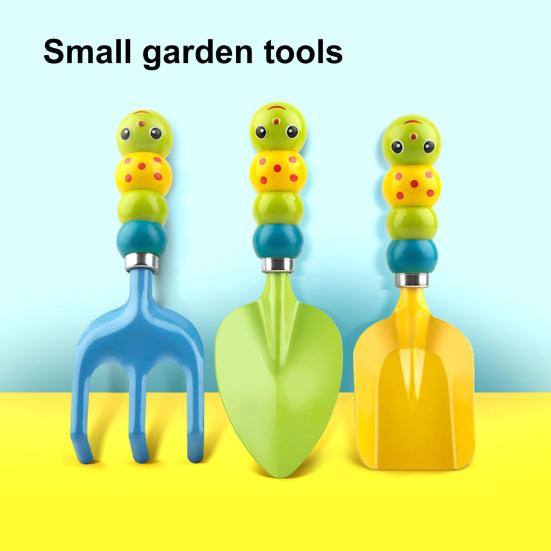 

1 Set Kids Gardening Tools Plastic Handle Stainless Steel Shovel Rake Watering Kettle Planting Gloves Playing