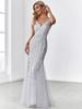 Ever-Pretty Women's Classic Double V-Neck Sequin Fishtail Maxi Dresses Evening Gowns