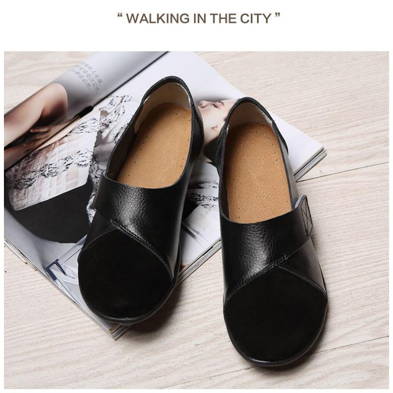 Women's Shoes Casual Shoes Women's Singles Mom's Shoes Low Cut Comfortable Velcro Loafers Bean Shoes