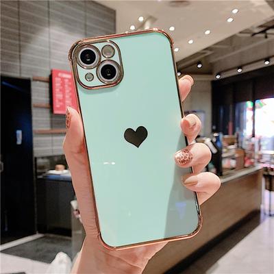 Love Heart Plating Frame Case For iPhone 13 12Mini 11 Pro Max SE2 SE3 Cute Soft Silicone Protective On 7 8 Plus XS XR Back Cover