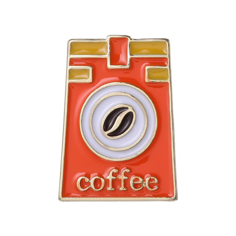Coffee Maker Enamel Brooch Coffee Bean Grinder Coffee Kettle Cup Bag Barista Badge Punk Lapel Coffee Collection Pin Jewelry Gift