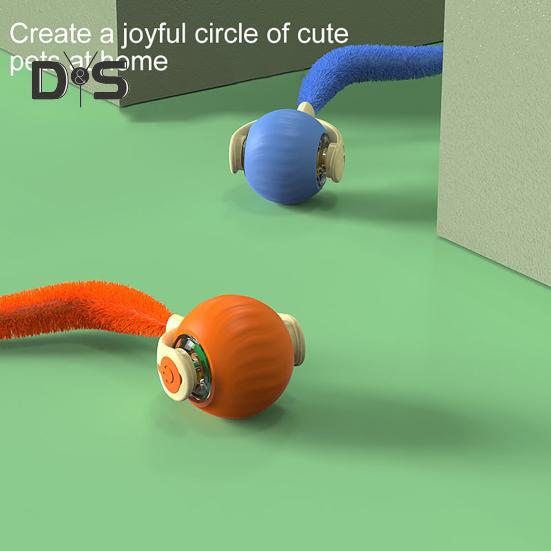 Jucărie interactivă cu minge pentru pisici, reîncărcabilă prin USB, minge în mișcare automată cu coadă de pluș, teaser inteligent pentru animale de companie pentru exerciții de interior pentru ameliorarea stresului