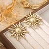Fashion Exaggerated Sunflower Radiant Earrings Female Internet Celebrity Trendy Party Retro Metallic Cold Ear Accessories