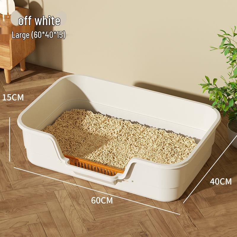 Extra Large Elevated Open Cat Litter Box - Anti-Scatter Design for Maine Coons