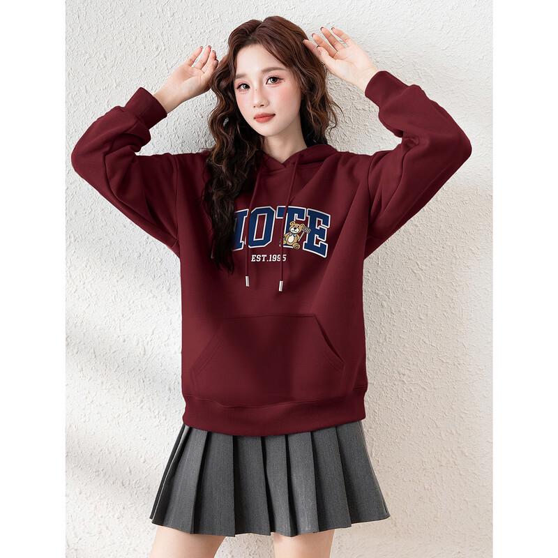 

TonLion Women s Hooded Knit Sweatshirt with Bear Graphic S