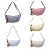 Large Capacity Dumpling Bag Zipper Crossbody Bag Simple Plaid Shoulder Bag  Daily