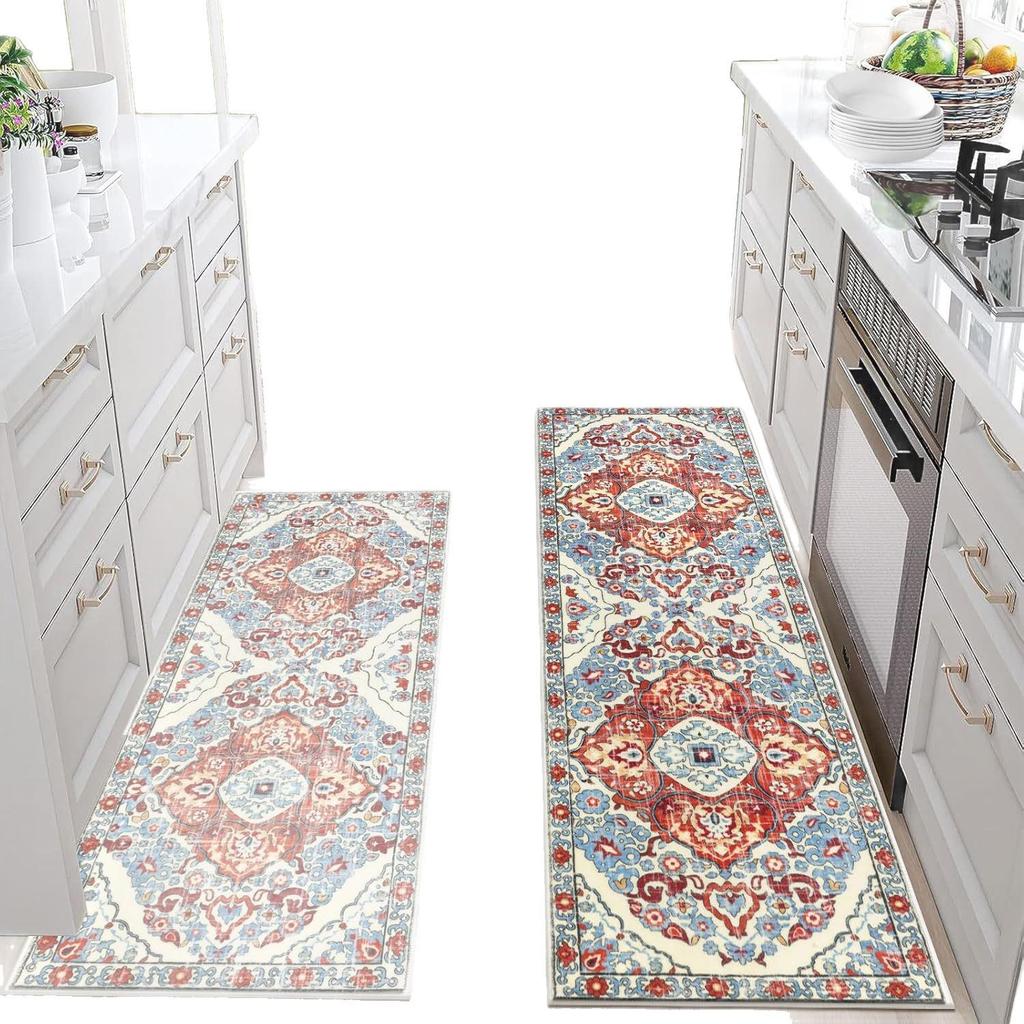 Bohemian Ethnic Dirt-Resistant Corridor Rug - Machine Washable, Absorbent, Long Strip Floor Mat for Kitchen