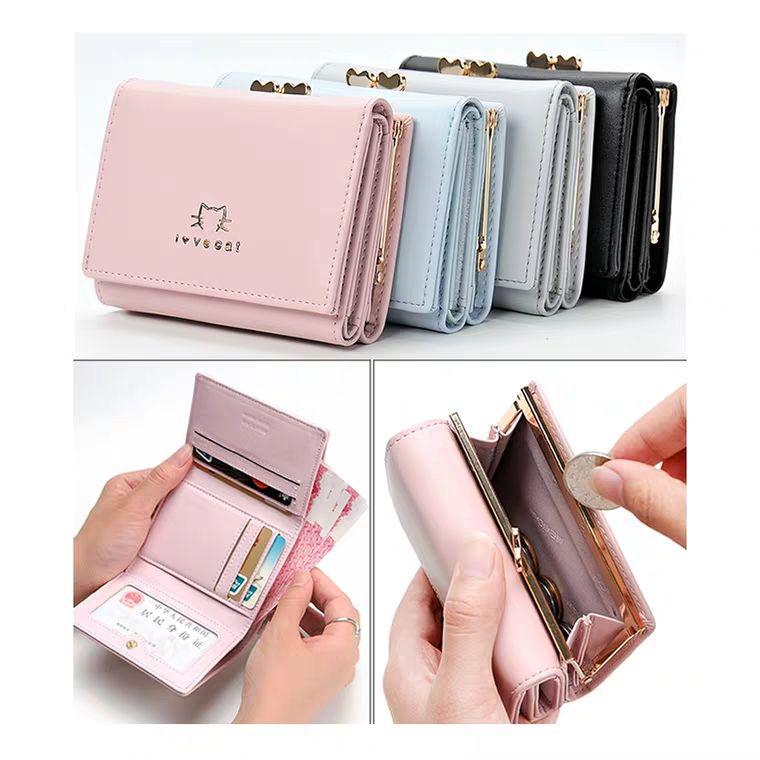 Korean Style Women's Tri-Fold Wallet: Compact Fashionable Coin Purse & Card Holder