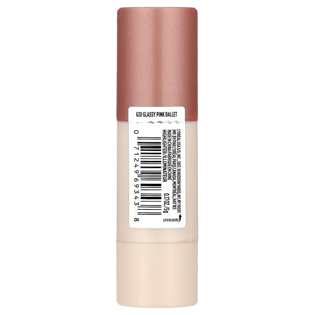 L'Oréal, Lumi, Le Glass Highlighter Stick, 620 Grassi Pink Ballet, 5G (0.17Oz)