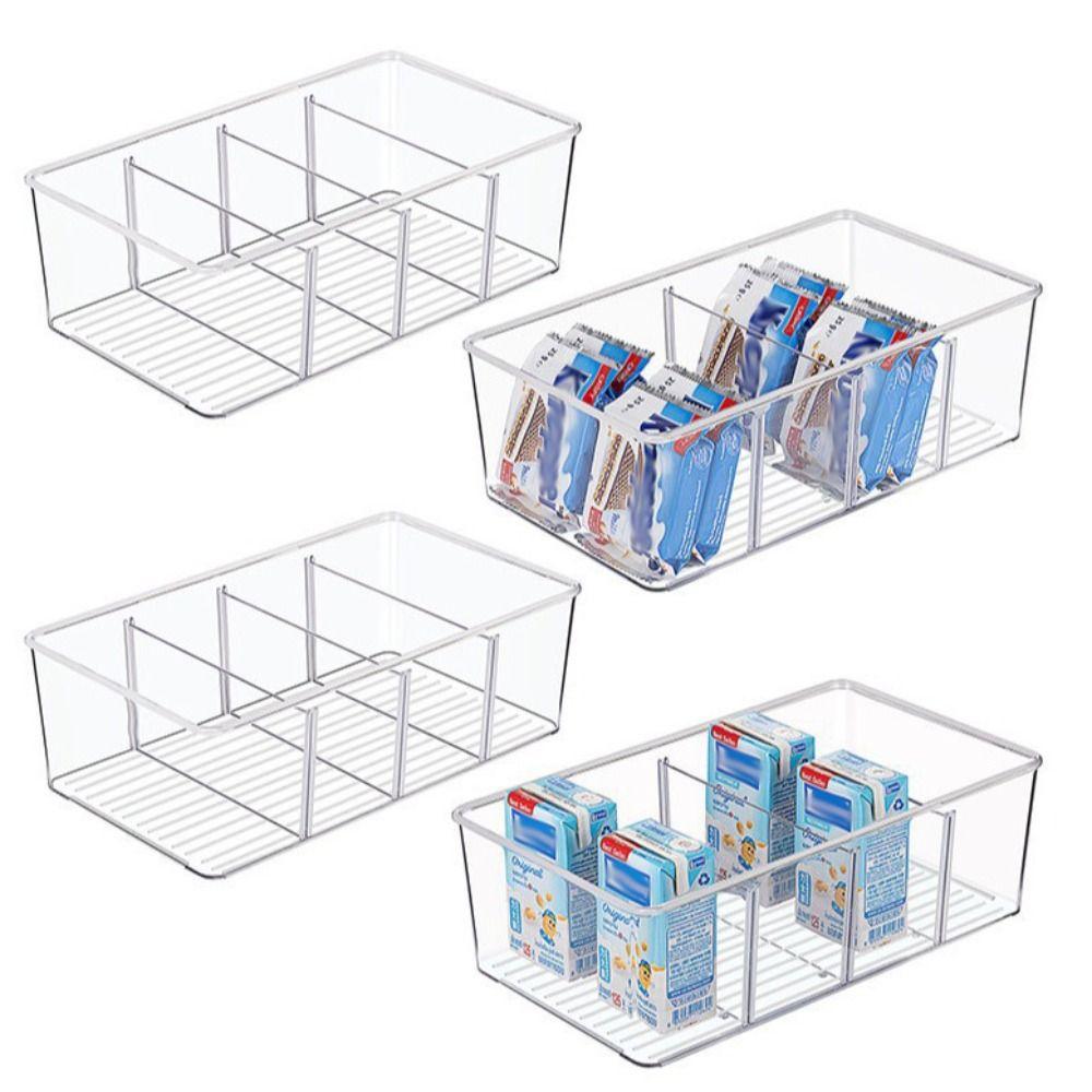 Removable Dividers Fridge Storage Box 4 Grids Fridge Organizer Cabinet  Kitchen Organizer