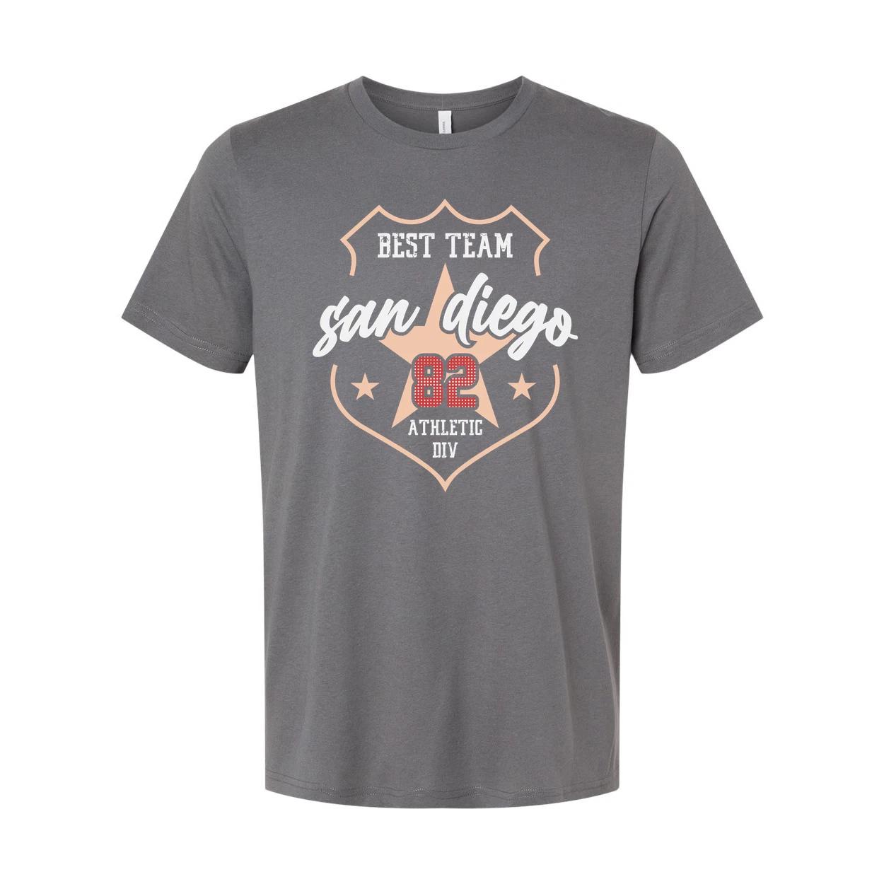 

San Diego 82 Best Team Graphic T Shirt Unisex Shield Logo Athletic Tee For Men A XL