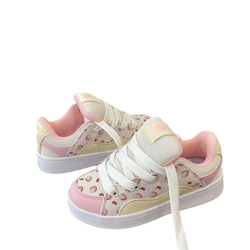 Niche strawberry bread shoes casual board shoes trendy women's shoes student versatile sports shoes autumn and winter