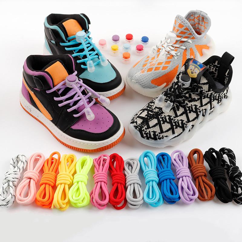 Spring Lock Shoelaces No Tie Shoe Laces Sneakers Round Elastic Shoelace Kid Adult Quick Without Ties Shoestrings Rubber Bands