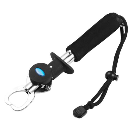 Stainless Steel Fish Gripper Fish Mouth Lip Grabber with Ruler Scale EVA Handle Fishing Pliers Fish Control Clamp Catcher Tong Fishing Accessories
