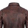 Men's Leather Jacket Vintage Red Brown Real Cow Leather CoatTurn Down Collar Spring Autumn