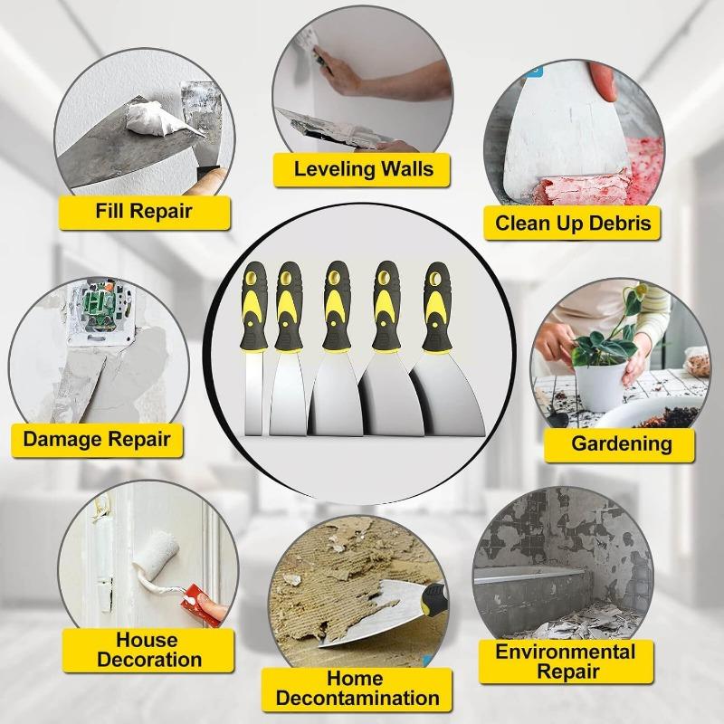 5 szt. gumowy skrobak nadaje się do skrobaka do szpachli, bardzo odpowiedni do naprawy płyt gipsowo-kartonowych, usuwania tapet, usuwania brudu itp.