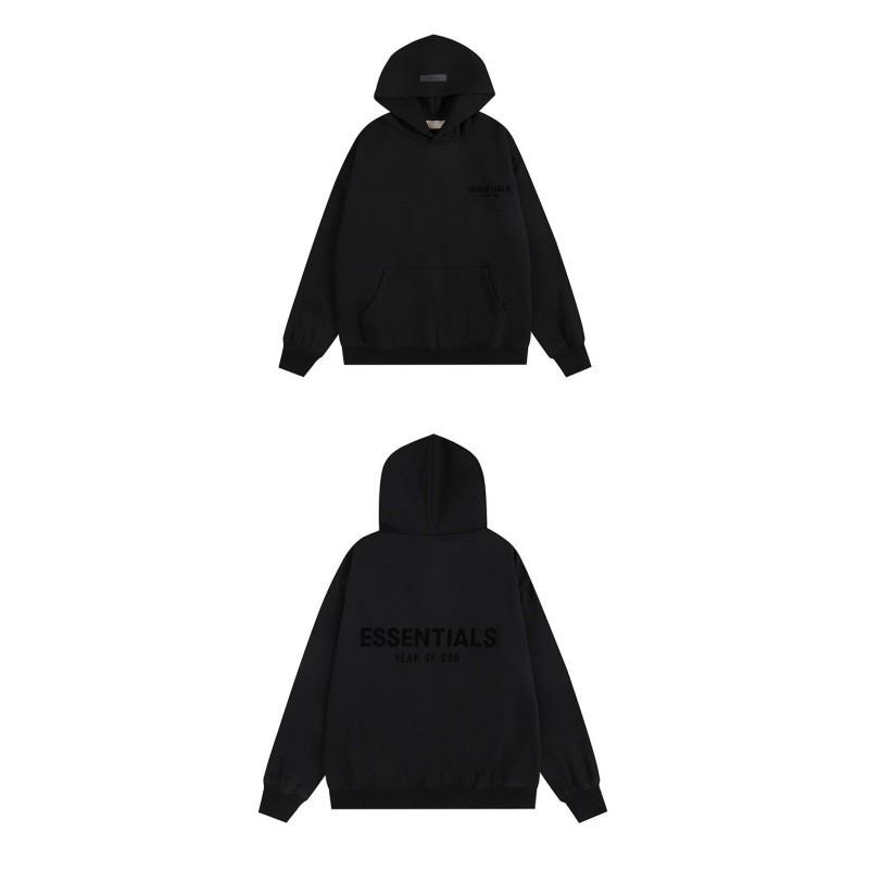 FEAR OF GOD ESSENTIALS Flocked Letter Hoodie Loose Fit Fleece Sweatshirt Men Women