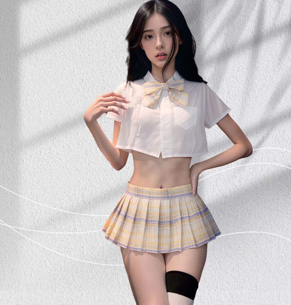 Sexy Campus JK Uniform College Seduction Pure Lust Skinny Ultra Short Pleated Skirt Suit Sex Lingerie